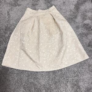 ASTR Cream Jacquard A-LineMidi Skirt Large Textured FloralPattern Cottagecore